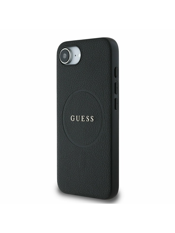 Guess Guess PU Genarbtes Klassisches Logo MagSafe Rückseite Hülle für iPhone 16e Schwarz