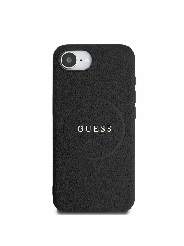 Guess Guess PU Genarbtes Klassisches Logo MagSafe Rückseite Hülle für iPhone 16e Schwarz