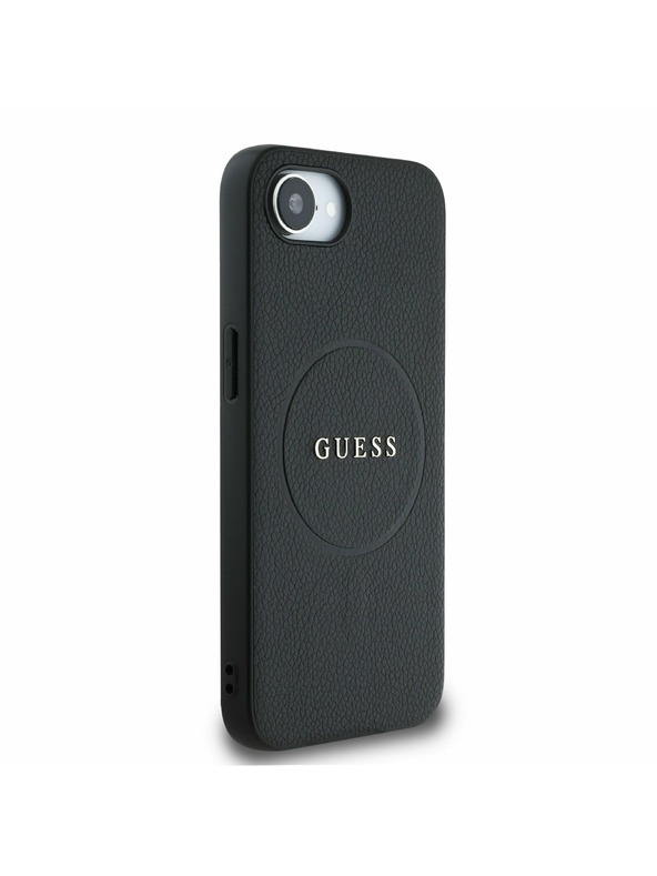 Guess Guess PU Genarbtes Klassisches Logo MagSafe Rückseite Hülle für iPhone 16e Schwarz
