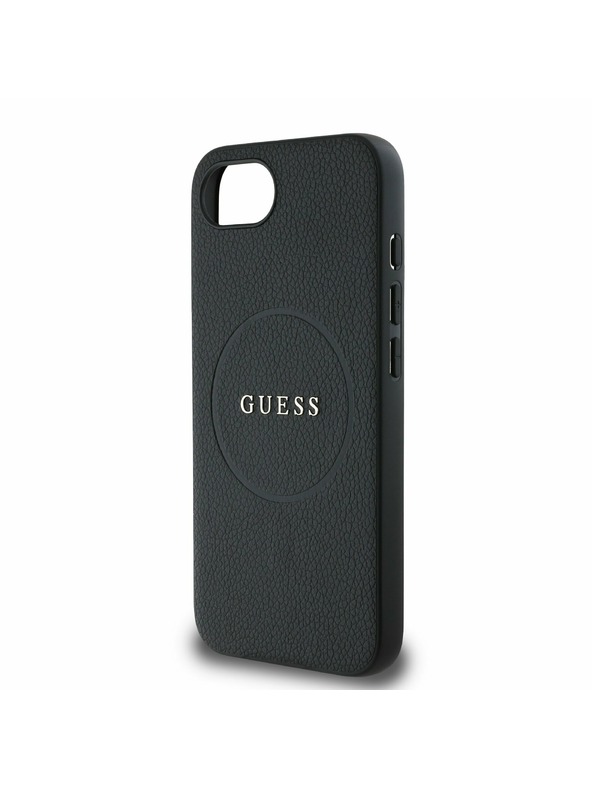 Guess Guess PU Genarbtes Klassisches Logo MagSafe Rückseite Hülle für iPhone 16e Schwarz