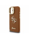 Guess Guess PU Genarbtes 4G Logo Stand Kamera-Rahmen Rückseite Hülle für iPhone 16 Braun