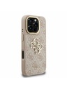 Guess Guess PU 4G Metal Logo Stand Kamera-Rahmen Rückseite Hülle für iPhone 16 Pro Pink
