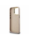 Guess Guess PU 4G Strass Dreieck Logo Stand Kamera-Rahmen MagSafe Rückseite Hülle für iPhone 15 Pro Pink
