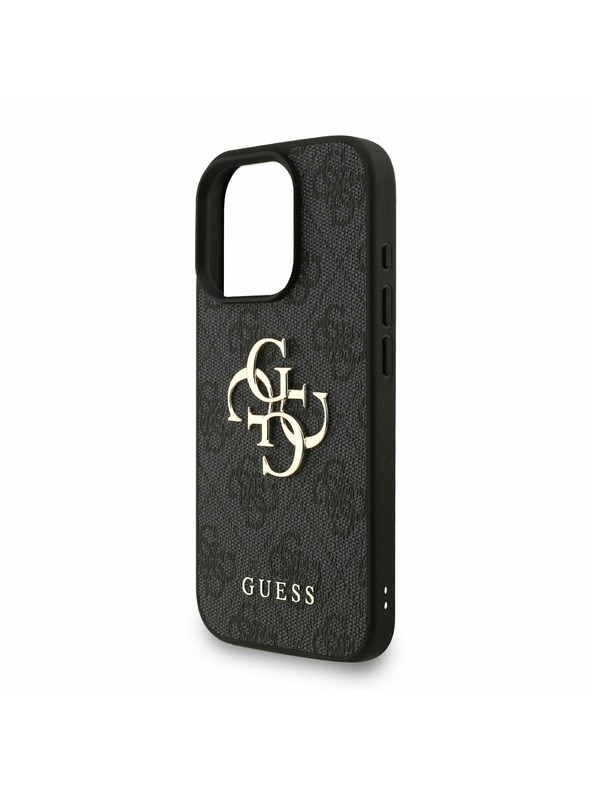 Guess Guess PU 4G Metal Logo Riemen Rückseite Hülle für iPhone 16 Pro Max Schwarz