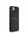 Guess Guess PU Leder 4G Farbiger Ring MagSafe Rückseite Hülle für iPhone 16e Schwarz