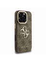Guess Guess PU 4G Metal Logo Stand Kamera-Rahmen Rückseite Hülle für iPhone 16 Pro Max Braun