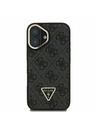 Guess Guess PU 4G Strass Dreieck Logo Stand Kamera-Rahmen MagSafe Rückseite Hülle für iPhone 16 Schwarz
