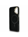 Guess Guess PU 4G Strass Dreieck Logo Stand Kamera-Rahmen MagSafe Rückseite Hülle für iPhone 16 Schwarz
