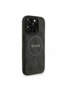 Guess Guess PU Leder 4G Farbiger Ring Riemen MagSafe Rückseite Hülle für iPhone 16 Pro Max Schwarz