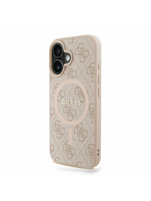 Guess Guess PU Leder 4G Farbiger Ring Riemen MagSafe Rückseite Hülle für iPhone 16 Pink
