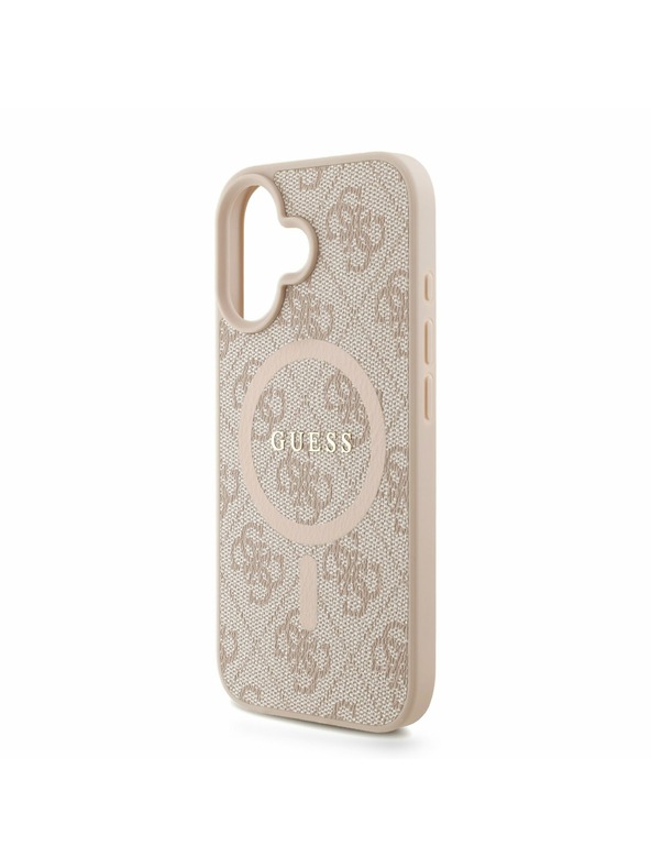 Guess Guess PU Leder 4G Farbiger Ring Riemen MagSafe Rückseite Hülle für iPhone 16 Pink