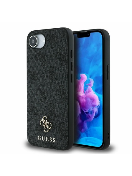 Guess Guess PU 4G Kleines Metal Logo MagSafe Rückseite Hülle für iPhone 16e Grau