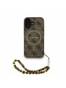 Guess Guess PU Leder 4G Farbiger Ring Riemen MagSafe Rückseite Hülle für iPhone 16 Braun