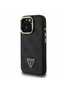 Guess Guess PU 4G Strass Dreiecks-Logo Ständer Kamera-Rahmen MagSafe Rückseite Hülle für iPhone 16 Pro Max Schwarz