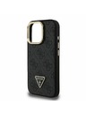 Guess Guess PU 4G Strass Dreiecks-Logo Ständer Kamera-Rahmen MagSafe Rückseite Hülle für iPhone 16 Pro Max Schwarz