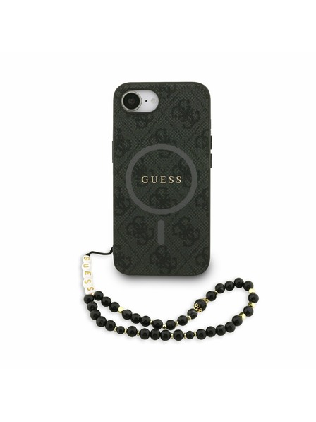 Guess Guess PU Leder 4G Farbiger Ring Riemen MagSafe Rückseite Hülle für iPhone 16e Schwarz