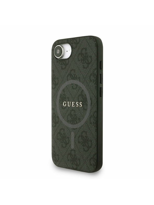 Guess Guess PU Leder 4G Farbiger Ring Riemen MagSafe Rückseite Hülle für iPhone 16e Schwarz