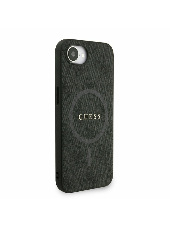 Guess Guess PU Leder 4G Farbiger Ring Riemen MagSafe Rückseite Hülle für iPhone 16e Schwarz