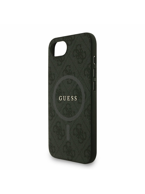 Guess Guess PU Leder 4G Farbiger Ring Riemen MagSafe Rückseite Hülle für iPhone 16e Schwarz