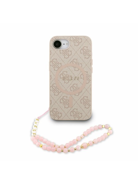 Guess Guess PU Leder 4G Farbiger Ring Riemen MagSafe Rückseite Hülle für iPhone 16e Rosa