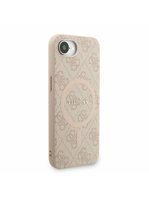 Guess Guess PU Leder 4G Farbiger Ring Riemen MagSafe Rückseite Hülle für iPhone 16e Rosa