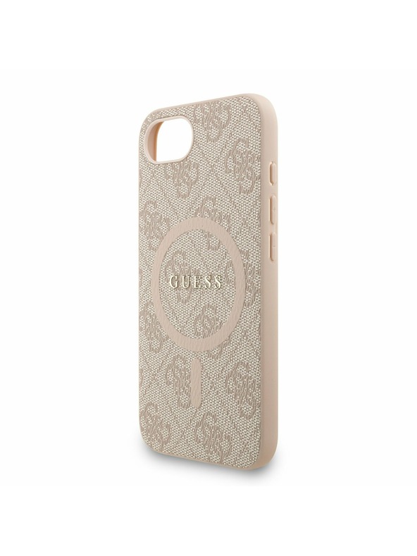 Guess Guess PU Leder 4G Farbiger Ring Riemen MagSafe Rückseite Hülle für iPhone 16e Rosa