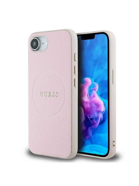 Guess Guess PU Genarbtes Klassisches Logo MagSafe Rückseite Hülle für iPhone 16e Rosa