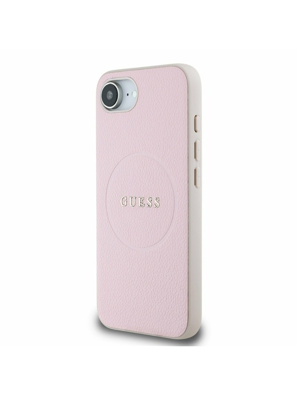 Guess Guess PU Genarbtes Klassisches Logo MagSafe Rückseite Hülle für iPhone 16e Rosa