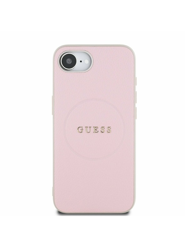 Guess Guess PU Genarbtes Klassisches Logo MagSafe Rückseite Hülle für iPhone 16e Rosa