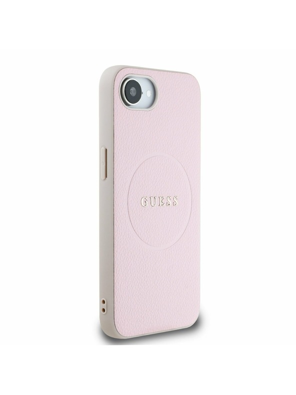 Guess Guess PU Genarbtes Klassisches Logo MagSafe Rückseite Hülle für iPhone 16e Rosa