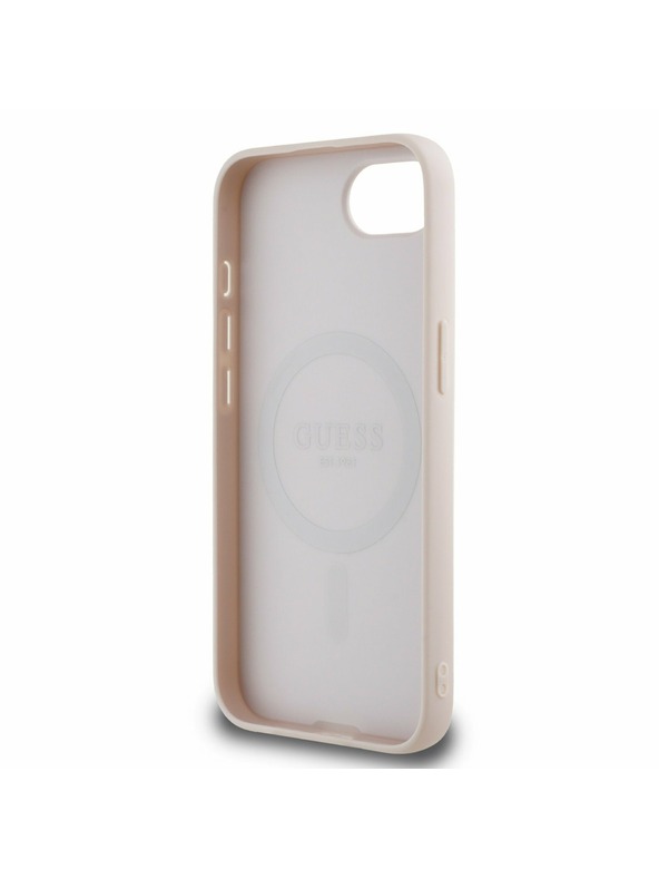 Guess Guess PU Genarbtes Klassisches Logo MagSafe Rückseite Hülle für iPhone 16e Rosa