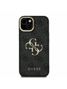 Guess Guess PU 4G Metall-Logo Ständer Kamera-Rahmen Rückseite Hülle für iPhone 14 Schwarz