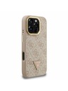 Guess Guess PU 4G Strass Dreiecks-Logo Ständer Kamera-Rahmen MagSafe Rückseite Hülle für iPhone 16 Pro Max Rosa