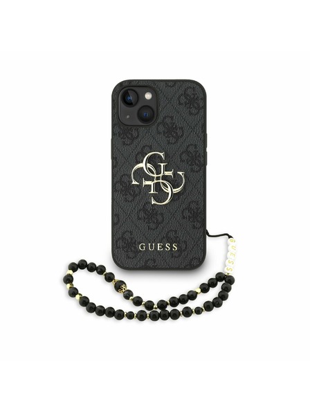 Guess Guess PU 4G Metall-Logo Riemen Rückseite Hülle für iPhone 15 Schwarz