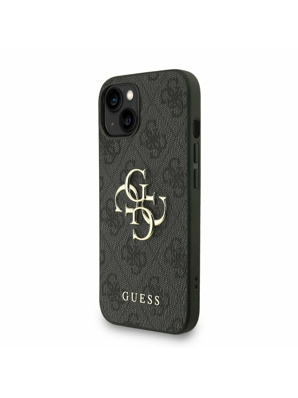 Guess Guess PU 4G Metall-Logo Riemen Rückseite Hülle für iPhone 15 Schwarz