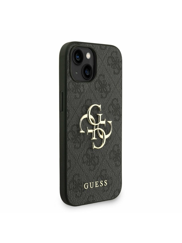 Guess Guess PU 4G Metall-Logo Riemen Rückseite Hülle für iPhone 15 Schwarz