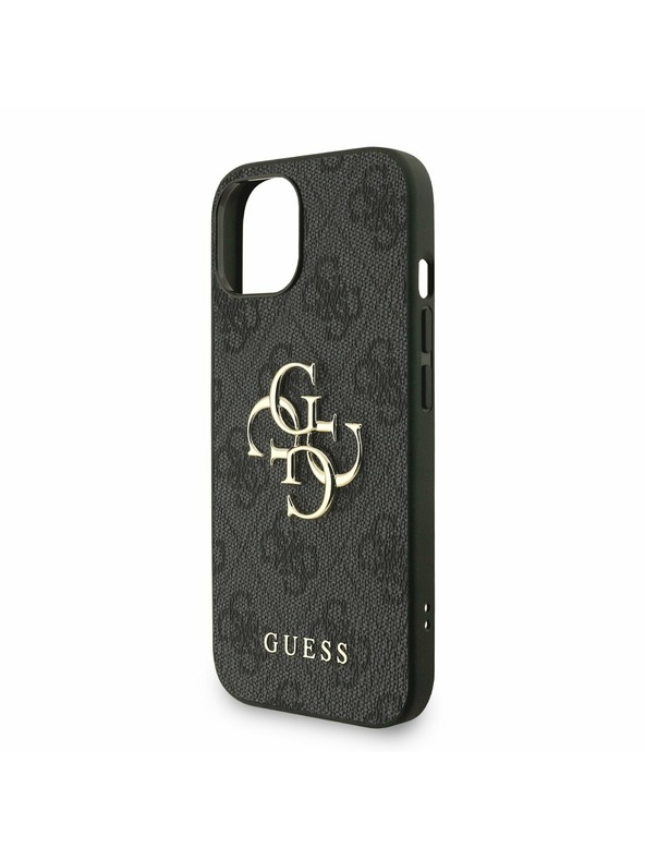 Guess Guess PU 4G Metall-Logo Riemen Rückseite Hülle für iPhone 15 Schwarz