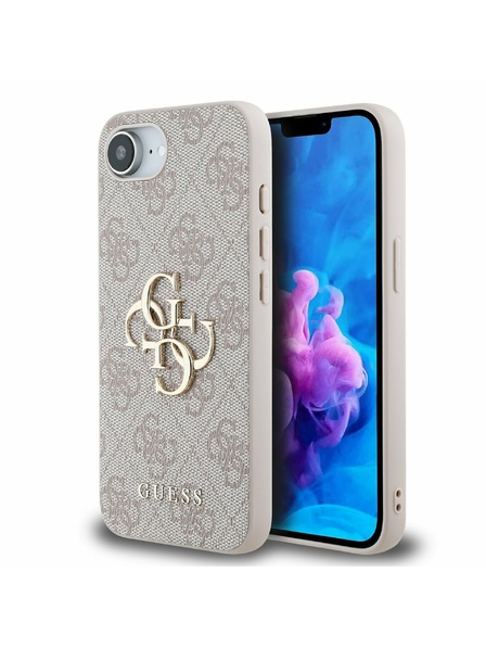 Guess Guess PU 4G Metall-Logo Rückseite Hülle für iPhone 16e Rosa