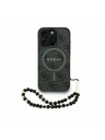 Guess Guess PU Leder 4G Farbiger Ring Riemen MagSafe Rückseite Hülle für iPhone 15 Pro Max Schwarz