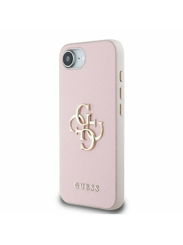 Guess Guess PU Genarbte 4G Metall-Logo Rückseite Hülle für iPhone 16e Pink