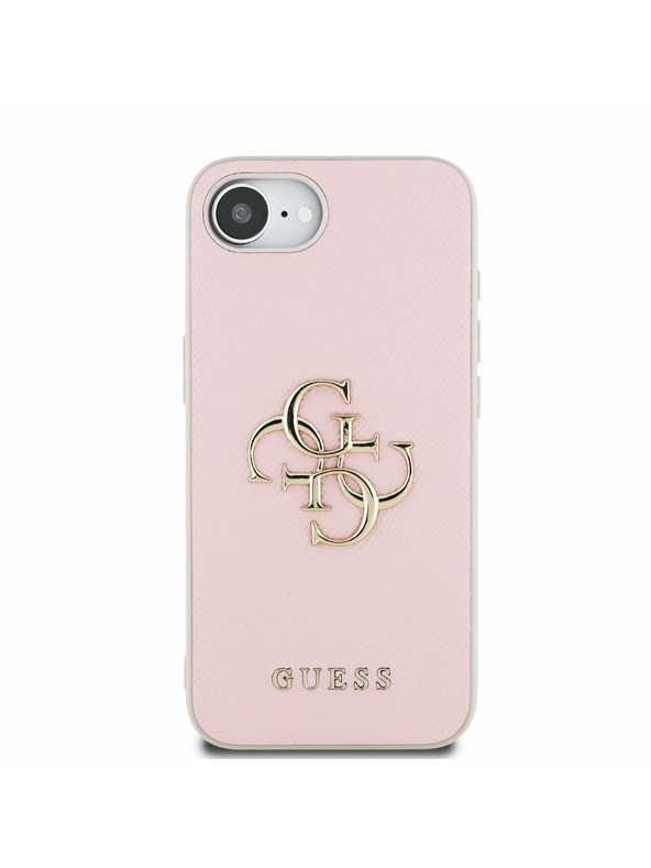 Guess Guess PU Genarbte 4G Metall-Logo Rückseite Hülle für iPhone 16e Pink