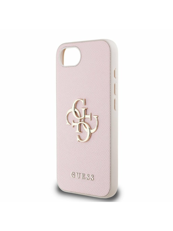 Guess Guess PU Genarbte 4G Metall-Logo Rückseite Hülle für iPhone 16e Pink