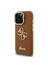 Guess Guess PU Genarbte 4G Logo Stand Kamera Rahmen Rückseite Hülle für iPhone 16 Pro Max Braun
