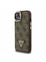 Guess Guess PU 4G Strass Dreiecks-Logo Stand Kamera Rahmen MagSafe Rückseite Hülle für iPhone 14 Braun