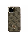 Guess Guess PU 4G Strass Dreiecks-Logo Stand Kamera Rahmen MagSafe Rückseite Hülle für iPhone 14 Braun