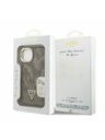 Guess Guess PU 4G Strass Dreiecks-Logo Stand Kamera Rahmen MagSafe Rückseite Hülle für iPhone 14 Braun