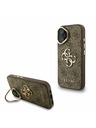 Guess Guess PU 4G Metall-Logo Stand Kamera Rahmen Rückseite Hülle für iPhone 16 Braun