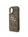 Guess Guess PU 4G Metall-Logo Stand Kamera Rahmen Rückseite Hülle für iPhone 16 Braun