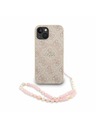 Guess Guess PU Leder 4G Farbiger Ring Riemen MagSafe Rückseite Hülle für iPhone 15 Pink