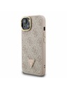 Guess Guess PU 4G Strass Dreiecks-Logo Stand Kamera Rahmen MagSafe Rückseite Hülle für iPhone 14 Pink